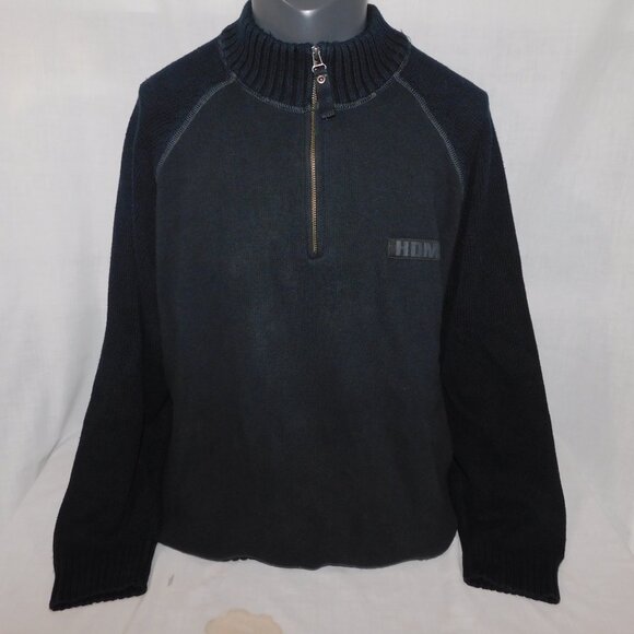 Harley Davidson Mens 2XL Black 1/4 Zip Knit Black Sweater HDMC - Picture 3 of 12